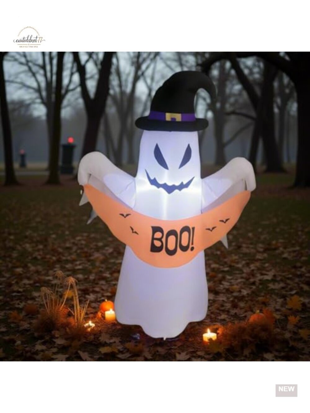 4FT Halloween Ghost Inflatable with LED Lights – Spooky Outdoor Decor for Lawn,